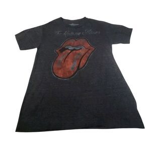 Rolling Stones Tongue Logo Shirt Charcoal Gray Small Tri-Blend‎ Graphic Retro